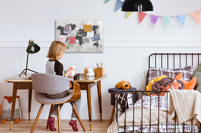 Tableau effaçable magnétique Carte du monde en béton