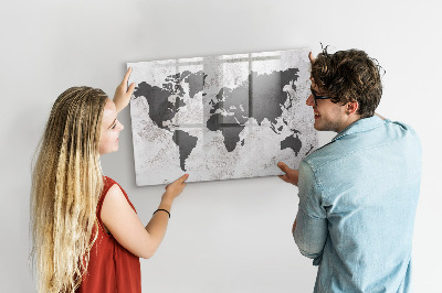 Tableau effaçable magnétique Carte du monde en béton