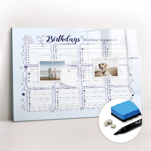 Tableau magnétique mural Note d'anniversaire