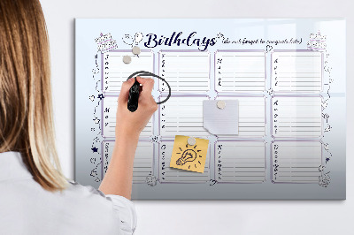 Tableau magnétique mural Note d'anniversaire