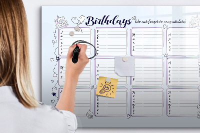 Tableau magnétique mural Note d'anniversaire