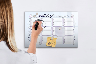 Tableau magnétique mural Note d'anniversaire
