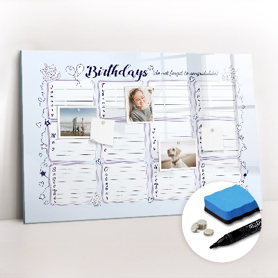 Tableau magnétique mural Note d'anniversaire