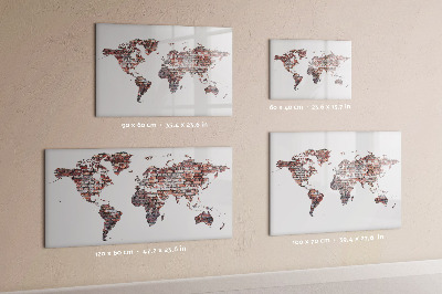 Tableau effaçable magnétique Carte du monde en briques