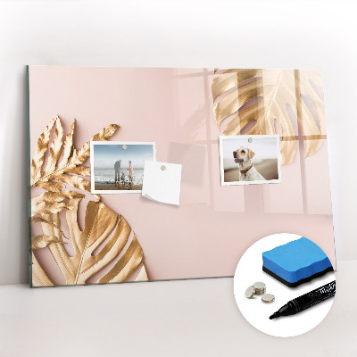 Tableau magnétique mural Feuilles tropicales dorées