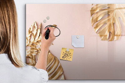 Tableau magnétique mural Feuilles tropicales dorées