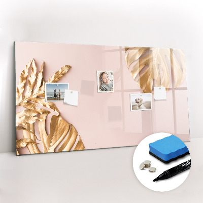 Tableau magnétique mural Feuilles tropicales dorées