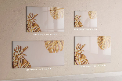 Tableau magnétique mural Feuilles tropicales dorées