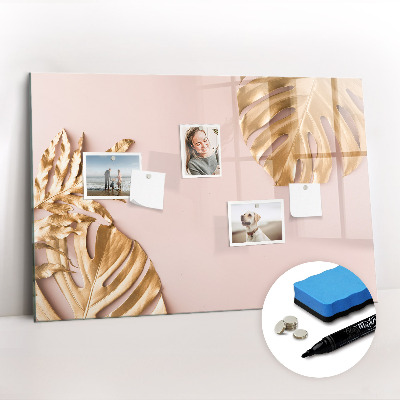 Tableau magnétique mural Feuilles tropicales dorées