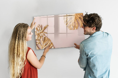 Tableau magnétique mural Feuilles tropicales dorées