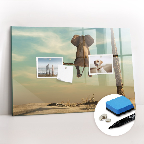 Tableau effaçable magnétique Éléphant sur un arbre