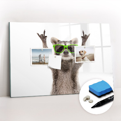 Tableau effaçable magnétique Raton laveur avec des lunettes