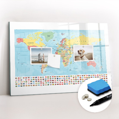 Tableau effaçable magnétique Carte géographique du monde