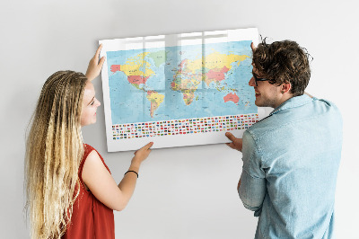 Tableau effaçable magnétique Carte géographique du monde