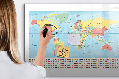 Tableau effaçable magnétique Carte géographique du monde