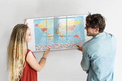 Tableau effaçable magnétique Carte géographique du monde
