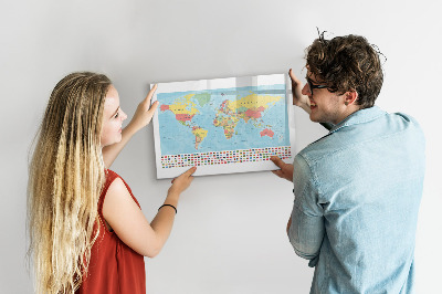 Tableau effaçable magnétique Carte géographique du monde