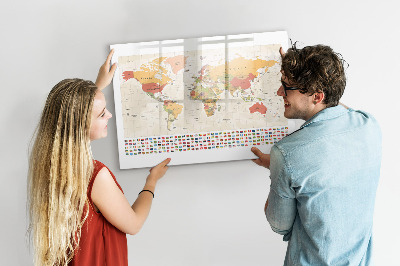 Tableau verre magnétique Projet de carte du monde