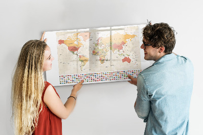 Tableau verre magnétique Projet de carte du monde