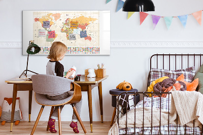 Tableau verre magnétique Projet de carte du monde