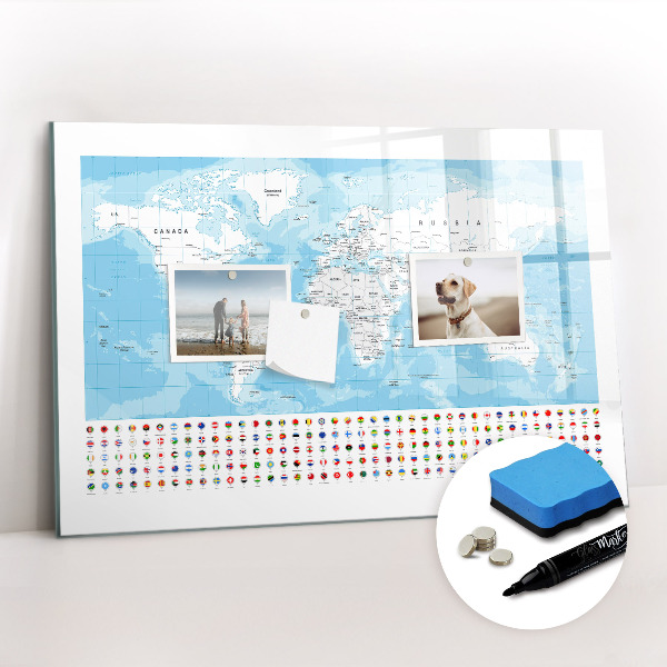 Tableau magnétique mural Illustration d'une carte des continents