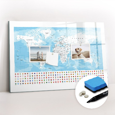 Tableau magnétique mural Illustration d'une carte des continents