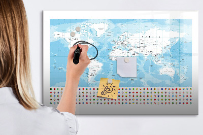Tableau magnétique mural Illustration d'une carte des continents