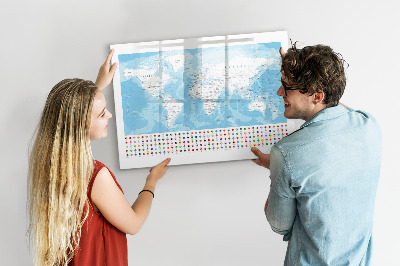 Tableau magnétique mural Illustration d'une carte des continents