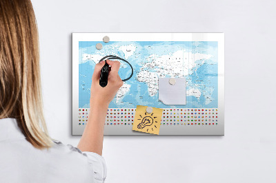 Tableau magnétique mural Illustration d'une carte des continents