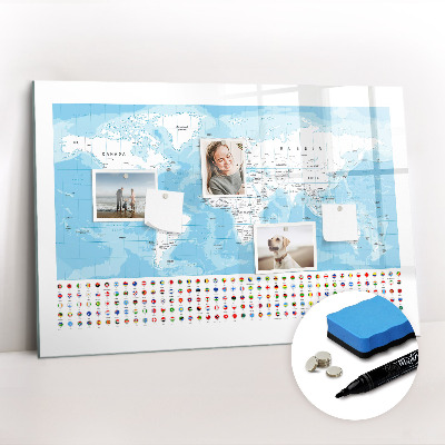 Tableau magnétique mural Illustration d'une carte des continents