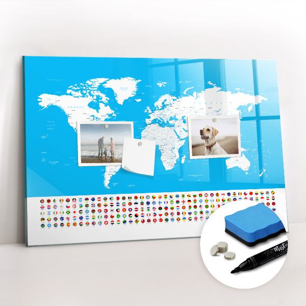 Tableau effaçable magnétique Carte schématique des pays