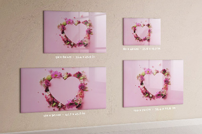 Tableau verre magnétique Coeur de fleurs
