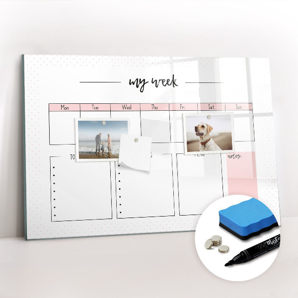 Tableau magnétique mural Mon agenda hebdomadaire