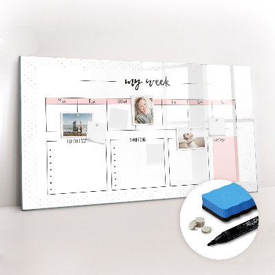 Tableau magnétique mural Mon agenda hebdomadaire