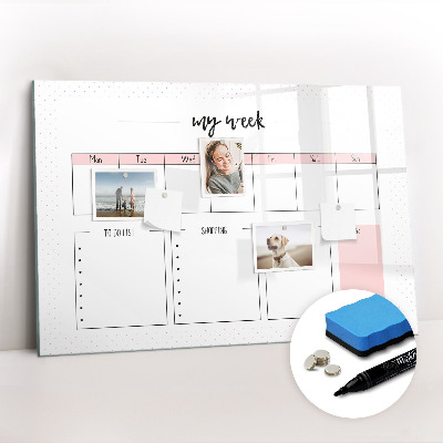 Tableau magnétique mural Mon agenda hebdomadaire