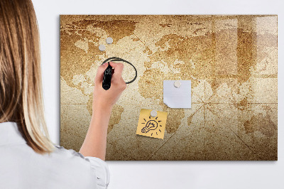 Tableau magnétique mural Carte du monde vintage