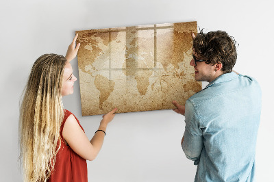 Tableau magnétique mural Carte du monde vintage