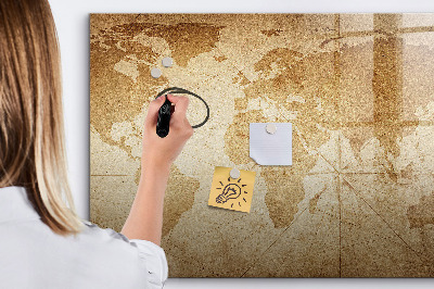 Tableau magnétique mural Carte du monde vintage