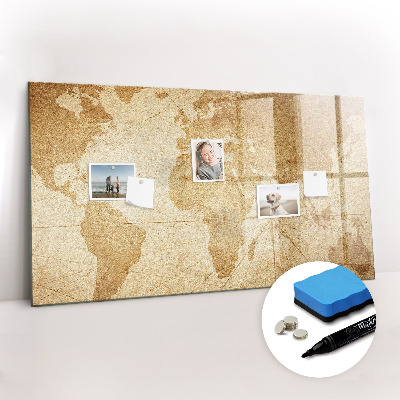Tableau magnétique mural Carte du monde vintage