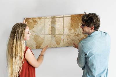 Tableau magnétique mural Carte du monde vintage