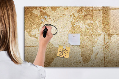 Tableau magnétique mural Carte du monde vintage