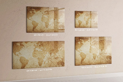 Tableau magnétique mural Carte du monde vintage