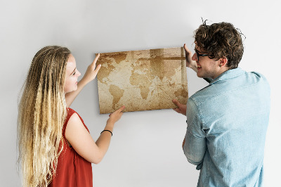 Tableau magnétique mural Carte du monde vintage