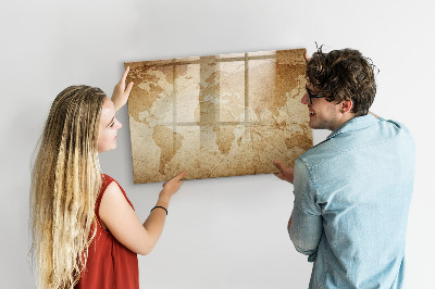 Tableau magnétique mural Carte du monde vintage