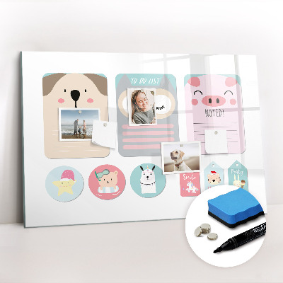 Tableau verre magnétique Animaux heureux