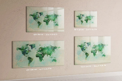 Tableau effaçable magnétique Carte du monde à l'aquarelle