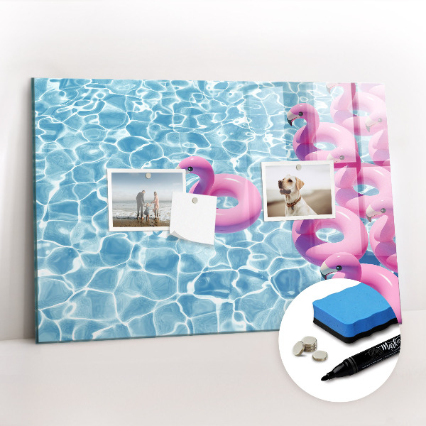 Tableau effaçable magnétique Flamants roses pissenlits