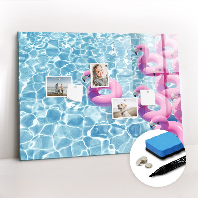 Tableau effaçable magnétique Flamants roses pissenlits