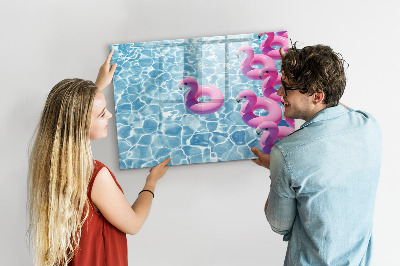 Tableau effaçable magnétique Flamants roses pissenlits