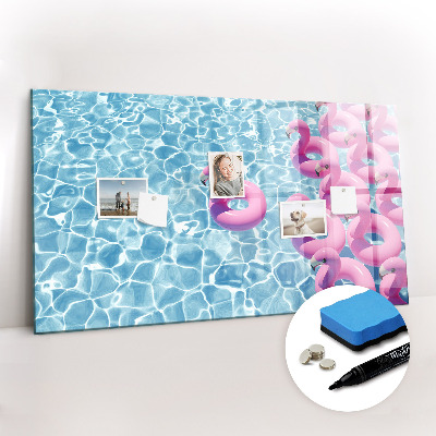 Tableau effaçable magnétique Flamants roses pissenlits